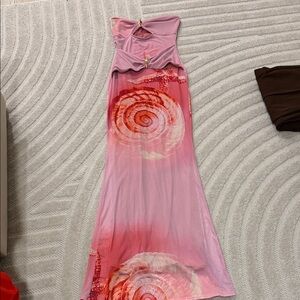 Fashion Nova Strapless Pink and Red Dress